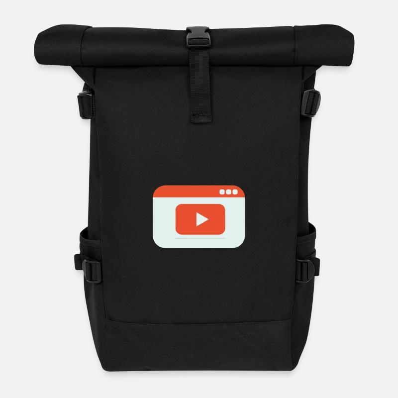 Video Playback Window Icon - Roll Top Backpack - black