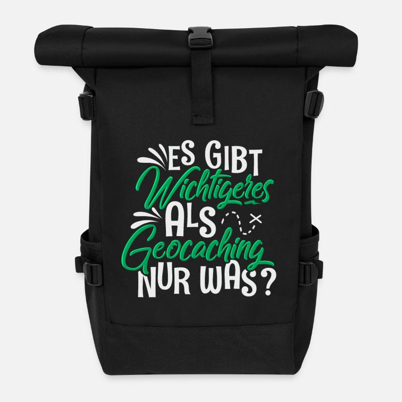 Geocaching Geocacher - Rolltop Rucksack - Schwarz