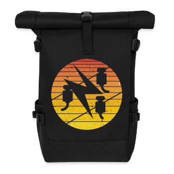 Retro Vintage Elektriker Handwerker Rot - Rolltop Rucksack - Schwarz - Vorne
