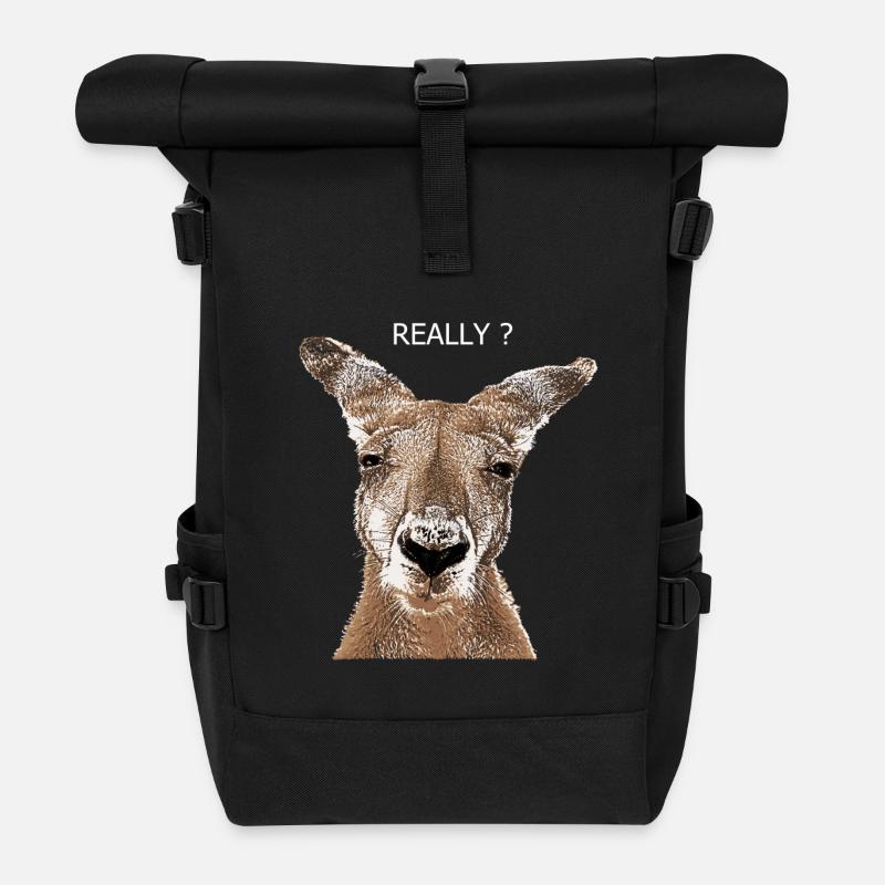 Känguru really? - Rolltop Rucksack - Schwarz