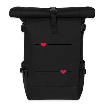 Line heart dash ornament - Roll Top Backpack - black - Front