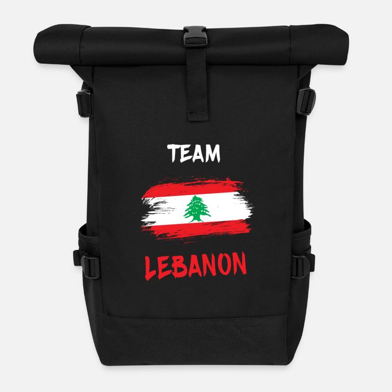 Team Lebanon Design / Gift Idea - Roll Top Backpack - black