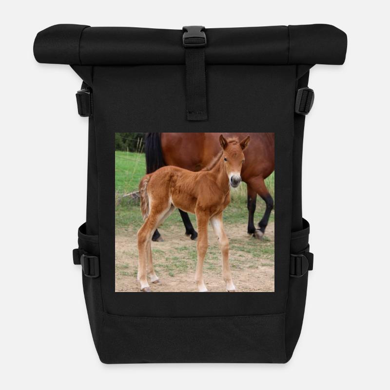 Pferd Pferdeposter - Rolltop Rucksack - Schwarz