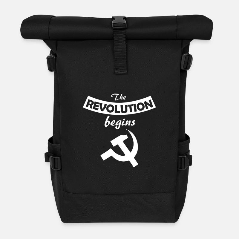 socialist - Roll Top Backpack - black