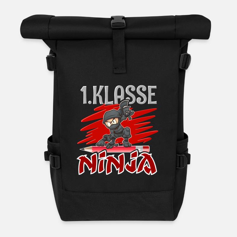 1. Klasse Ninja Einschulung - Rolltop Rucksack - Schwarz