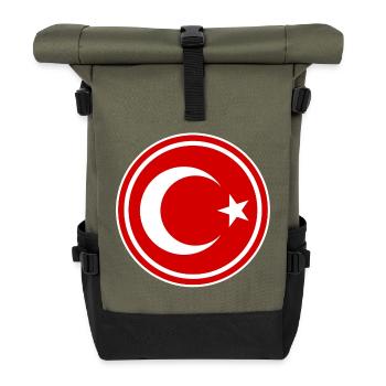 Türkei Flagge rund - Rolltop Rucksack - Olive/Schwarz - Vorne