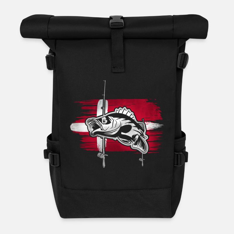 Dänemark Angeln - Rolltop Rucksack - Schwarz