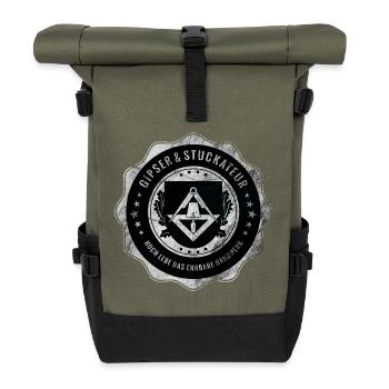 Gipser, Stuckateur, Handwerk, Zunftwappen - Rolltop Rucksack - Olive/Schwarz - Vorne