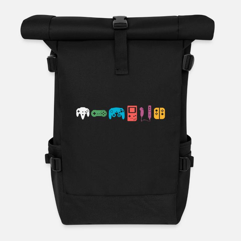 Gaming Symbole Classic Retro Vintage Bunt - Rolltop Rucksack - Schwarz