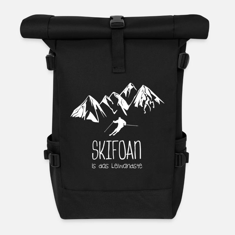 skifahren schifoan is das leiwandste - Rolltop Rucksack - Schwarz