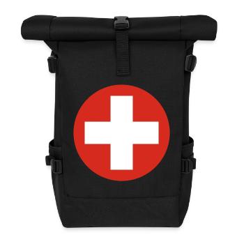 Aufkleber Luftwaffe Roundel der Schweiz Schweiz - Rolltop Rucksack - Schwarz - Vorne