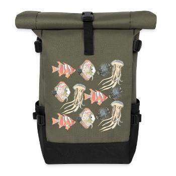 MOTIF DE SEALIFE - Sac à dos roll top - olive/noir - Devant
