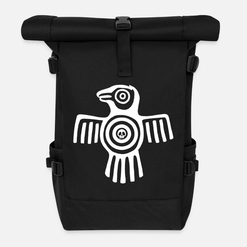 Oiseau inca blanc - Sac à dos roll top - noir