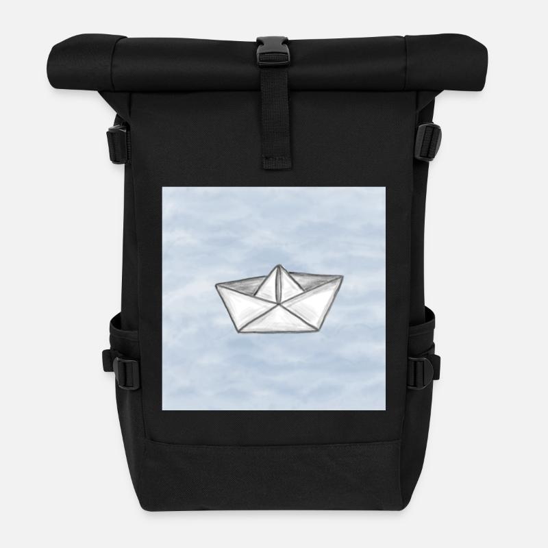 Papierschiff - Rolltop Rucksack - Schwarz