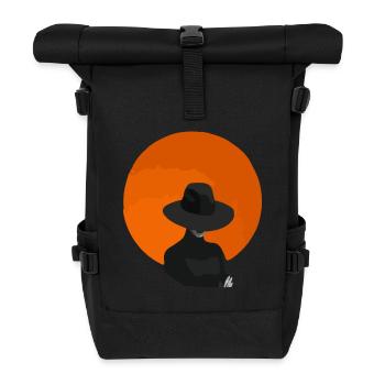 Frau mit Hut - Rolltop Rucksack - Schwarz - Vorne