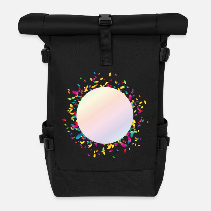 schimmernder Konfetti Rahmen für eigene Texte - Rolltop Rucksack - Schwarz