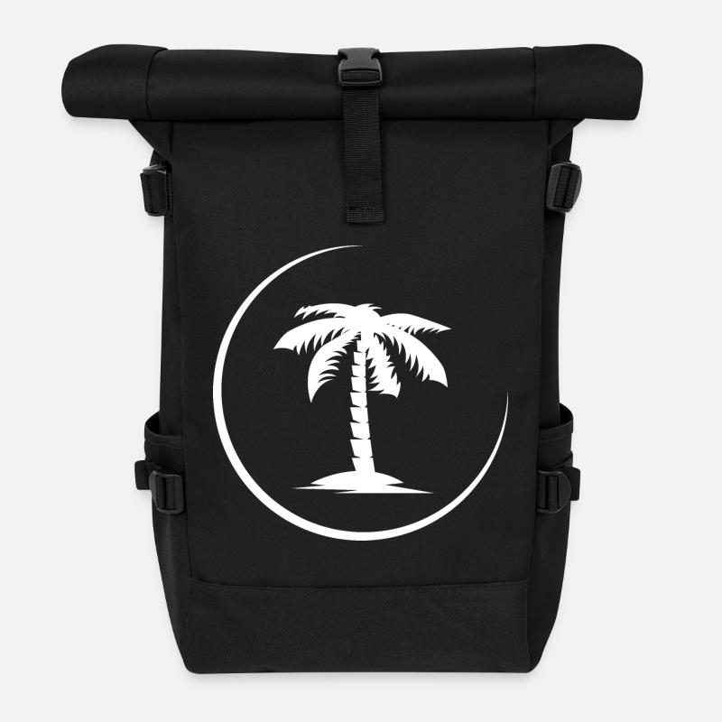 palm palme summer beach symbol Logo icon - Rolltop Rucksack - Schwarz