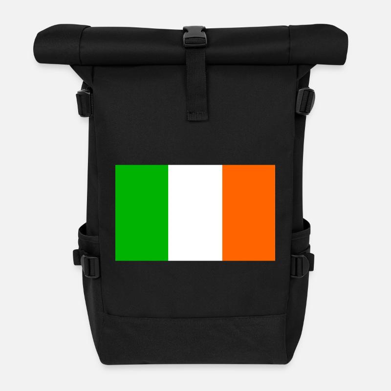 Irish Flag - Roll Top Backpack - black