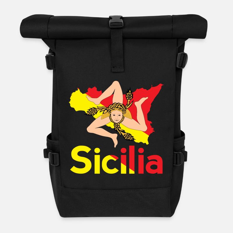 Trinacria Sicile Sicile Sicile idée cadeau - Sac à dos roll top - noir