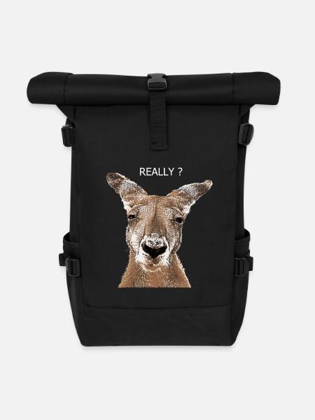 Känguru really - Rolltop Rucksack - Schwarz