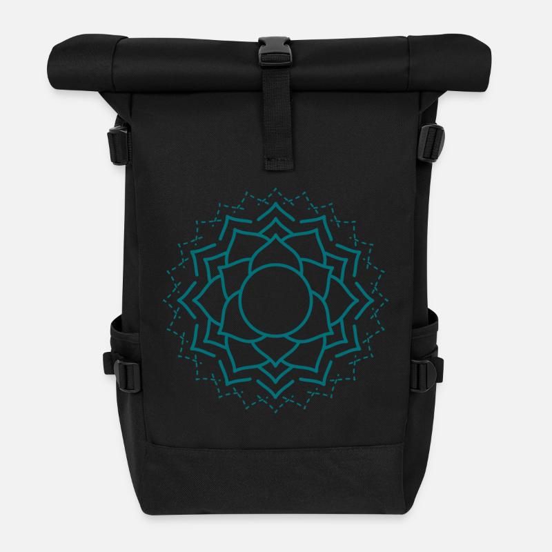 Kompliziertes Mandala Blumenmuster - Rolltop Rucksack - Schwarz
