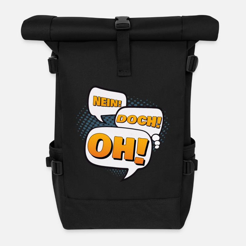 Nein! Doch! Oh! - Rolltop Rucksack - Schwarz