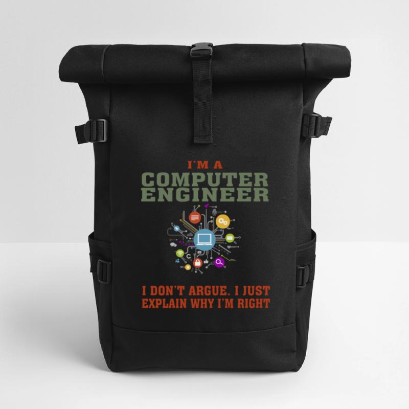 Funny Computer Engineering Quote for Computer Engi Roll Top Backpack