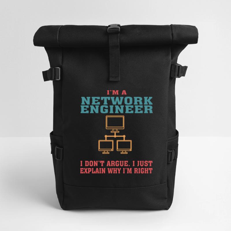 Funny Network Engineering Quote for Network Engine Roll Top Backpack