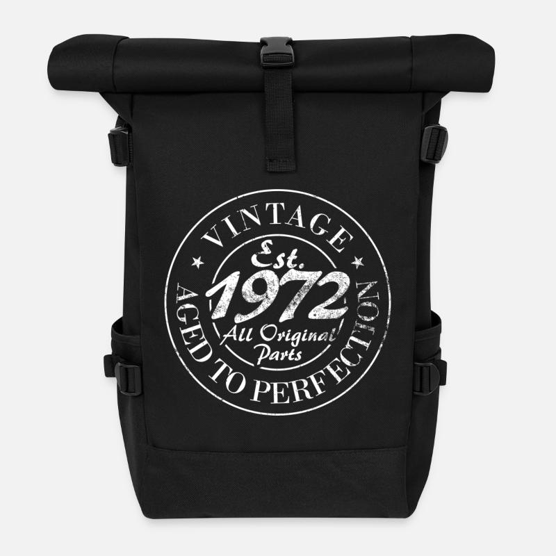 Vintage 1972 Alle Originalteile - Rolltop Rucksack - Schwarz