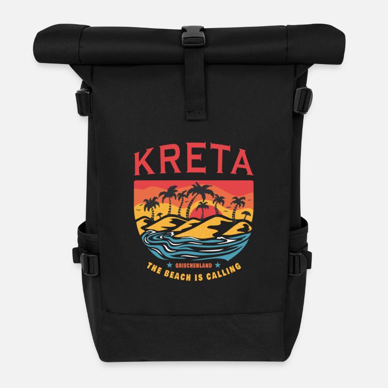 Kreta Griechenland Beach Design - Rolltop Rucksack - Schwarz