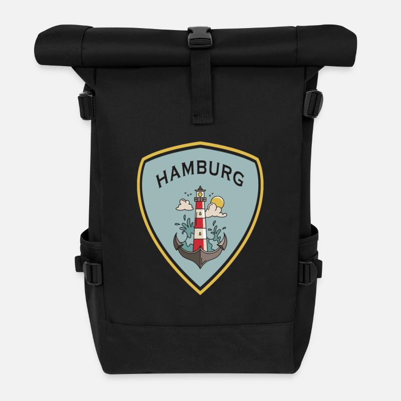 Hamburg Wappen Design - Rolltop Rucksack - Schwarz
