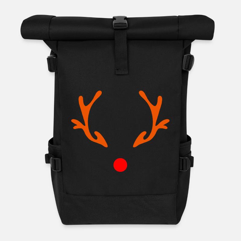 Rentier Weihnachtsmotiv - Rolltop Rucksack - Schwarz
