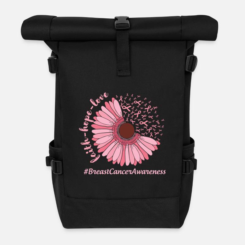 Brustkrebs Bewusstsein Rosa Blume - Rolltop Rucksack - Schwarz