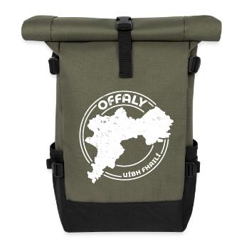 Offaly Ireland Map | County Outline Stamp - Roll Top Backpack - olive/black - Front