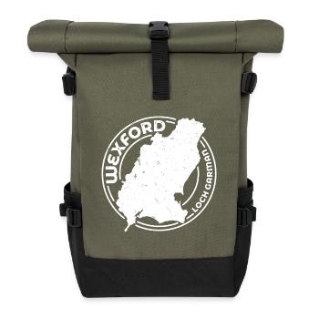 Wexford Ireland Map | County Outline Stamp - Roll Top Backpack - olive/black - Front