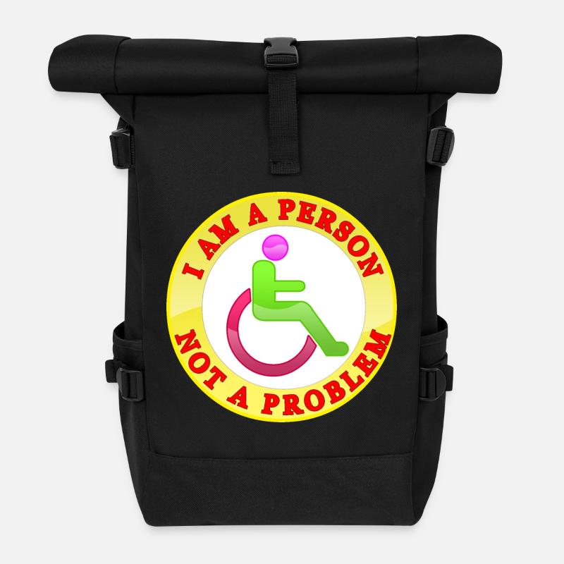 I Am a Person Not a Problem - Roll Top Backpack - black