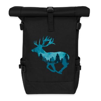 Klimawandel Umweltschutz Hirsch Nachhaltig - Rolltop Rucksack - Schwarz - Vorne