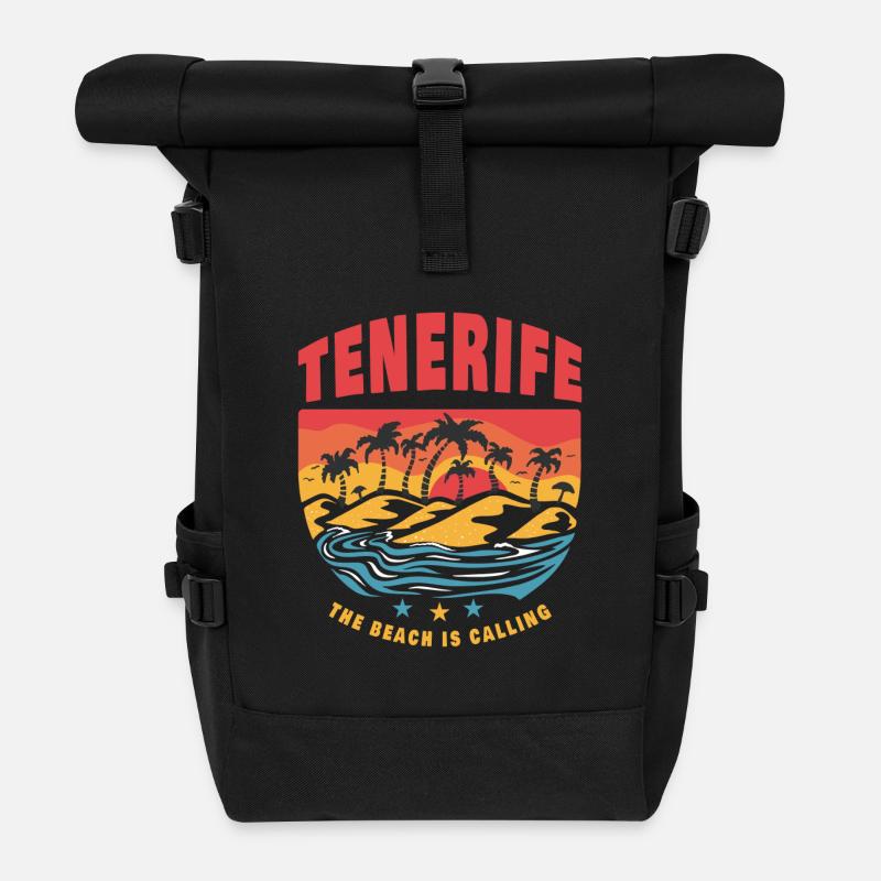 Teneriffa Beach Design - Rolltop Rucksack - Schwarz