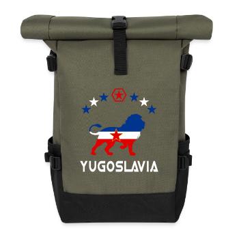 Jugoslawien Löwen Design - Rolltop Rucksack - Olive/Schwarz - Vorne