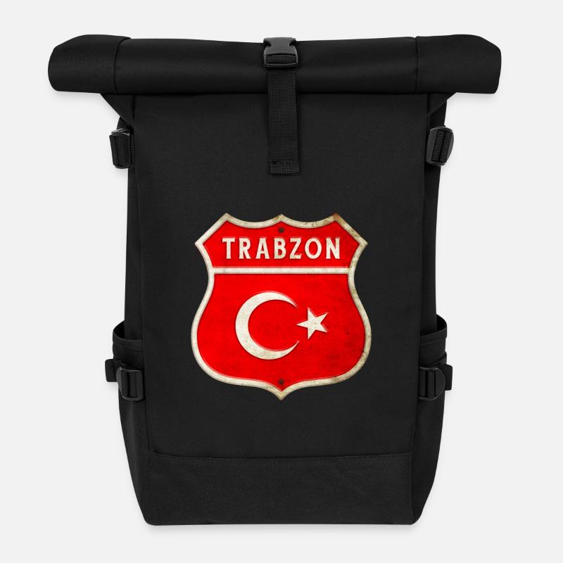 Trabzon Türkei Flaggen Wappen - Rolltop Rucksack - Schwarz