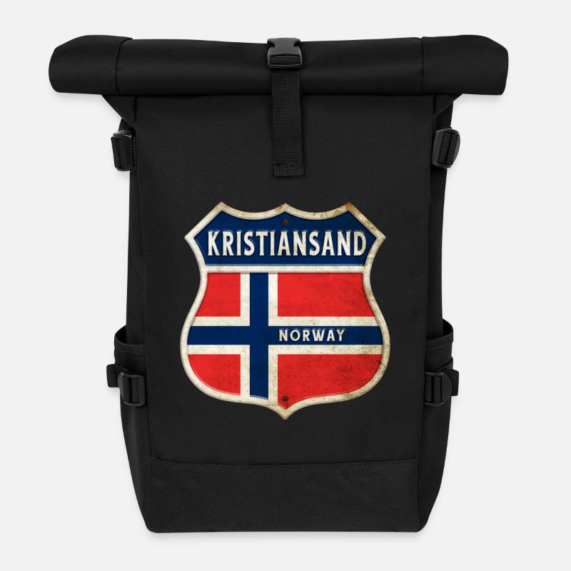 Kristiansand Norwegen Wappen Flaggen Design - Rolltop Rucksack - Schwarz