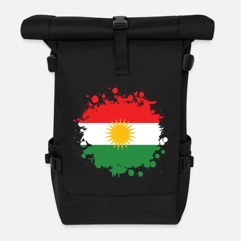 Kurdistan Splash flags design - Roll Top Backpack - black