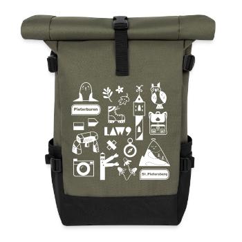 Law9 Trail: Pieterburen - St. Pietersberg in weiß - Rolltop Rucksack - Olive/Schwarz - Vorne