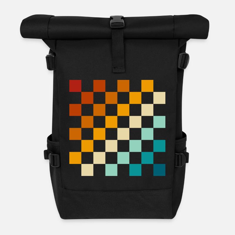 Échiquier rétro - Sac à dos roll top - noir