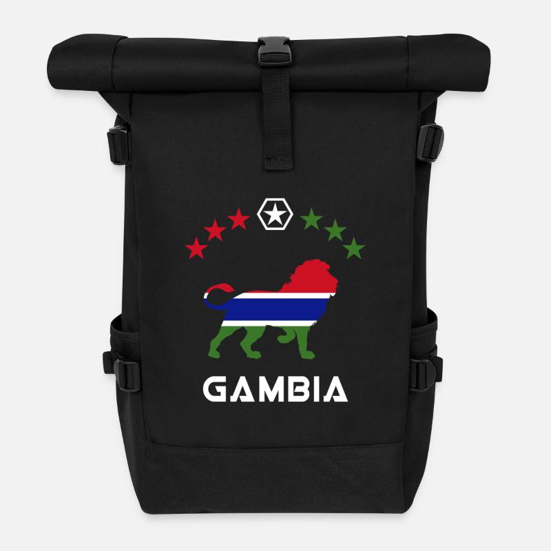Gambia Löwen Flaggen Design - Rolltop Rucksack - Schwarz