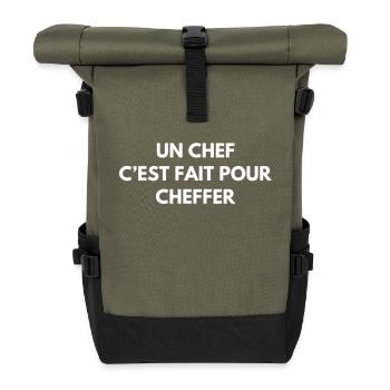 chef slogan Chirac humour - Sac à dos roll top - olive/noir - Devant