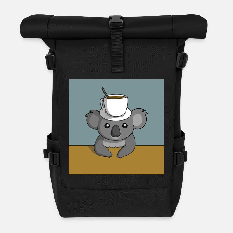 Koala Kaffeepause - Rolltop Rucksack - Schwarz