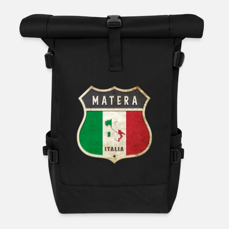 Matera Italien Wappen Flaggen Design - Rolltop Rucksack - Schwarz