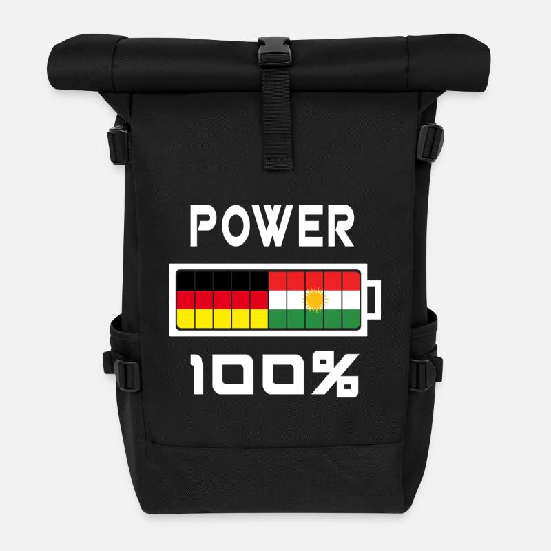 Deutschland und Kurdistan Power 100% - Rolltop Rucksack - Schwarz