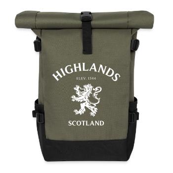 HIGHLANDS Schottland Scotland - Rolltop Rucksack - Olive/Schwarz - Vorne